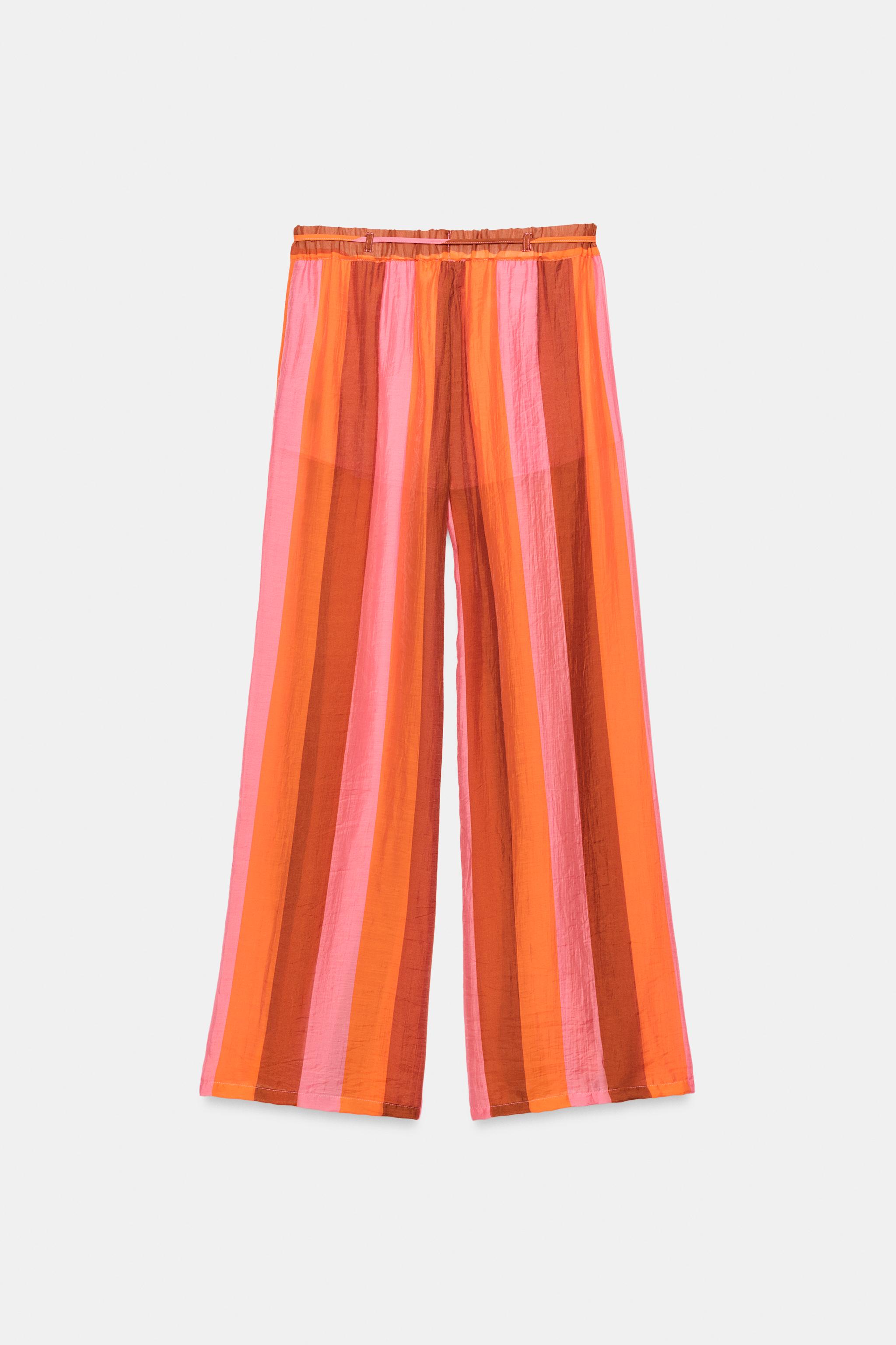 STRIPED WIDE LEG PANTS